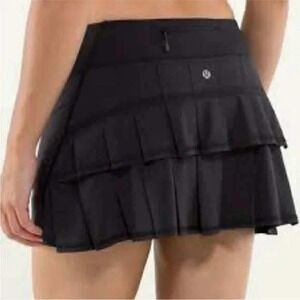 Lululemon Pace‎ Setter Skirt Black Tiered Ruffle Tennis Golf Athletic Size 12